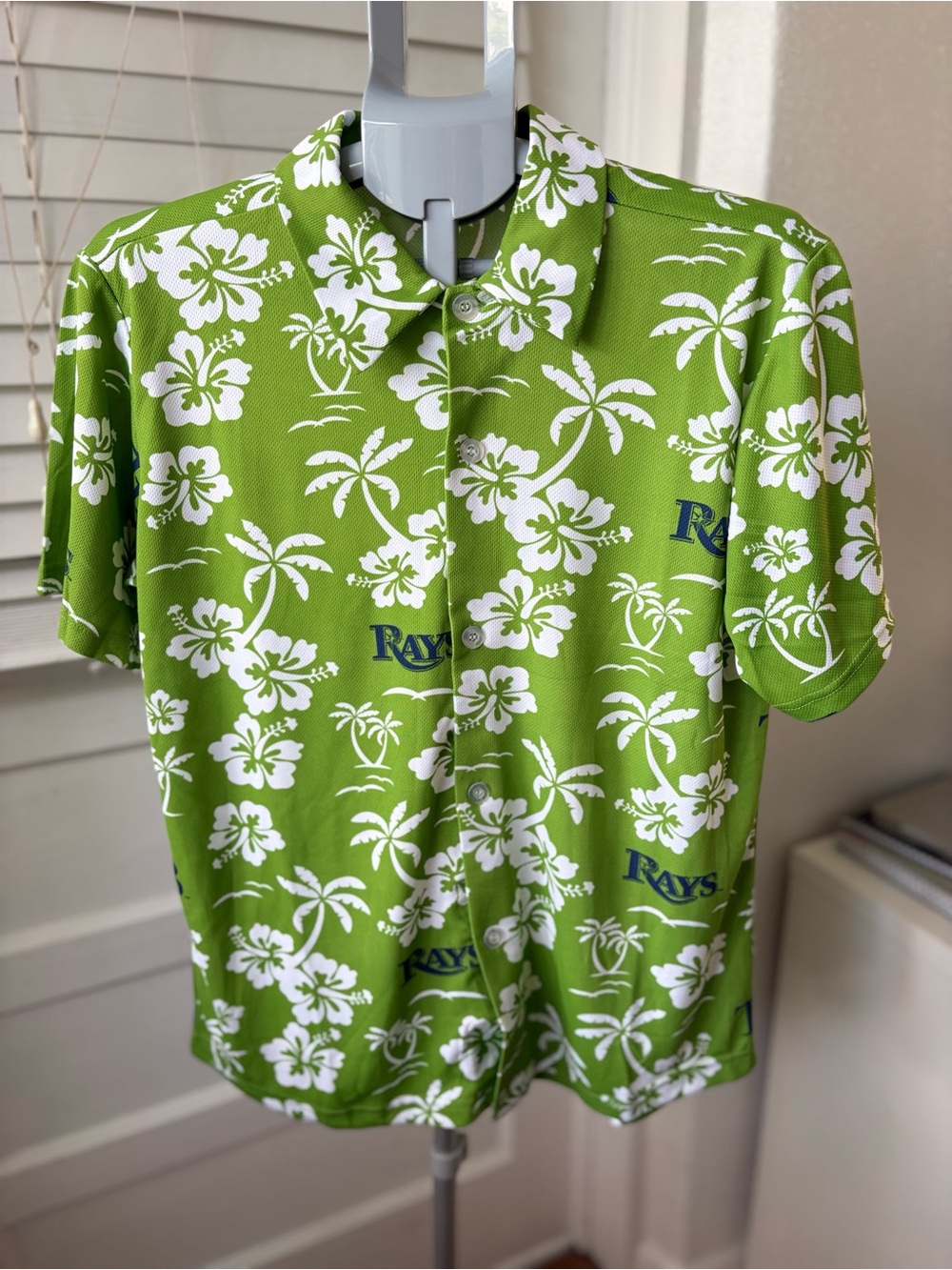 Tampa Bay Rays Match-Up Hawaiian Button Up Shirt Green Tropical MLB M NWOT
